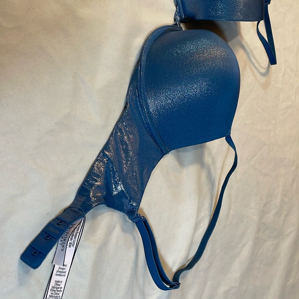 Victoria’s Secret Metallic Blue Plunge Bra 32D